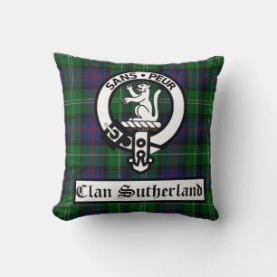 Clan Sutherland Crest Badge & Tartan Cushion
