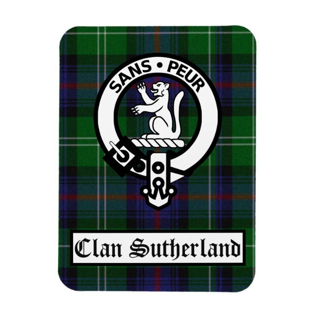Clan Sutherland Crest Badge & Tartan Magnet (Vertical)