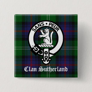 Clan Sutherland Crest & Tartan 15 Cm Square Badge