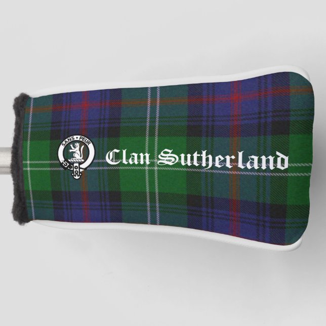 Clan Sutherland Crest & Tartan Customisable Golf Head Cover (Front)