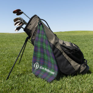 Clan Sutherland Crest & Tartan Customisable Golf Towel
