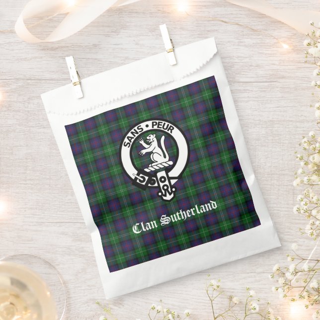 Clan Sutherland Crest & Tartan  Favour Bags (Clipped)