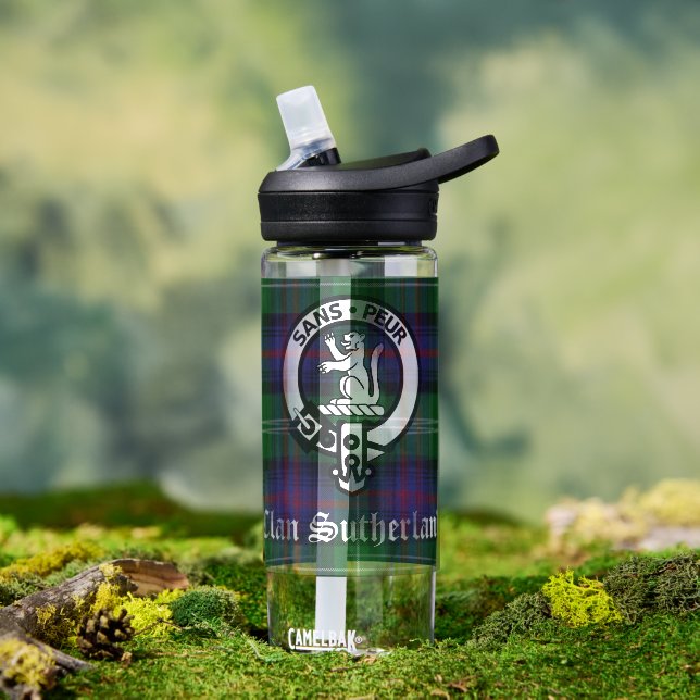 Clan Sutherland Crest & Tartan  Water Bottle (Outdoor)