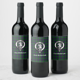 Clan Sutherland Crest & Tartan Wine Label