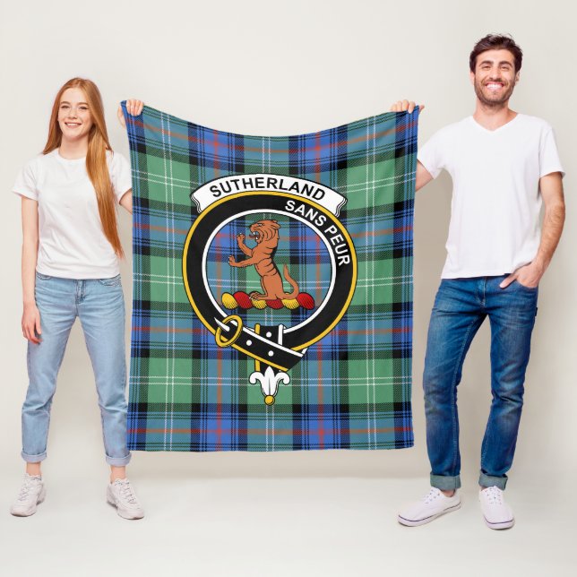 Clan Sutherland Old Ancient II Tartan Plaid Fleece Blanket (In Situ)