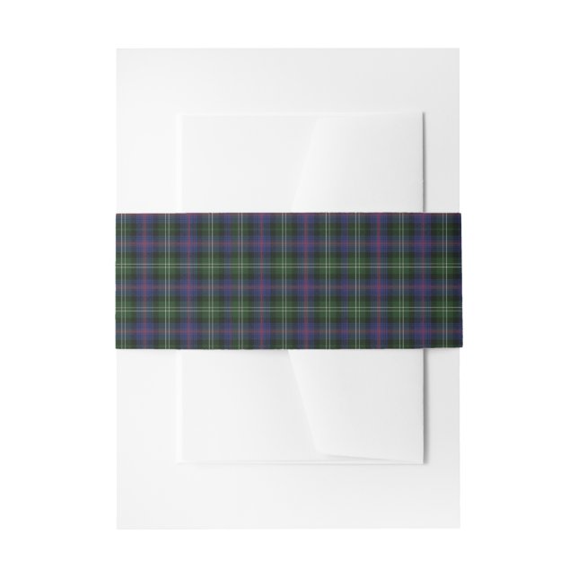 Clan Sutherland Plaid Tartan Green Purple Check Invitation Belly Band (Front Example)