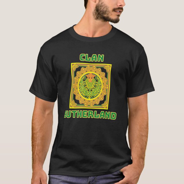 Clan Sutherland Scottish Celtic Thistle T-Shirt (Front)