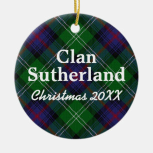 Clan Sutherland Scottish Tartan Ceramic Tree Decoration