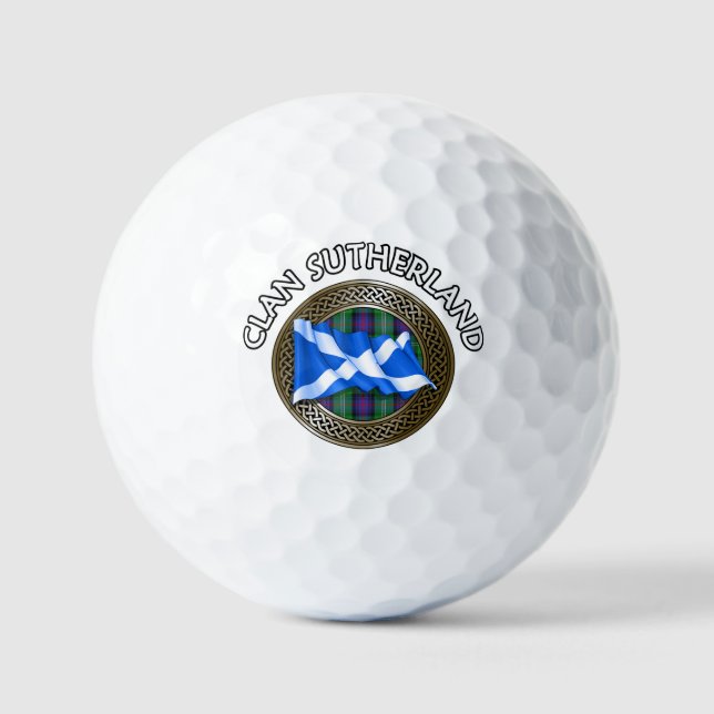 Clan Sutherland Tartan Knot & Flag Golf Balls (Front)