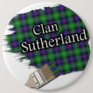 Clan Sutherland Tartan Paint Brush 6 Cm Round Badge