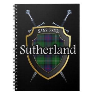 Clan Sutherland Tartan Shield & Swords Notebook