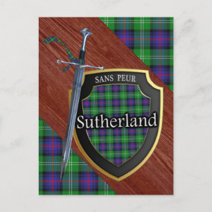 Clan Sutherland Tartan Sword & Shield Postcard