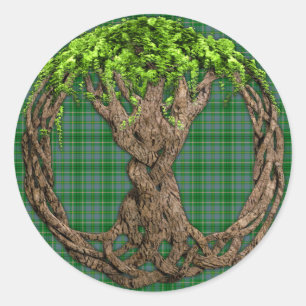 Clan Taylor Tartan And Celtic Tree Of Life Classic Round Sticker