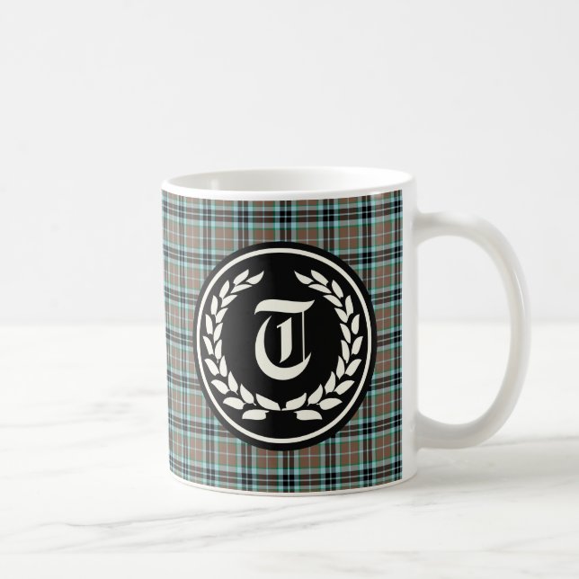 Clan Thompson Hunting Tartan Monogram Coffee Mug (Right)
