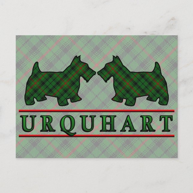 Clan Urquhart Tartan Scottie Dogs Postcard (Front)