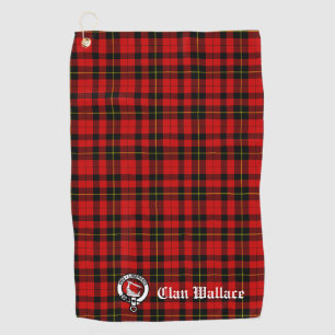 Clan Wallace Crest Badge and Tartan Customisable Golf Towel