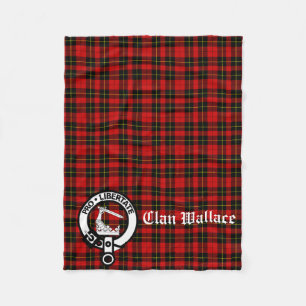 Clan Wallace Crest Badge and Tartan Fleece Blanket