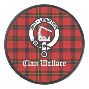 Clan Wallace Crest Badge and Tartan Hockey Puck
