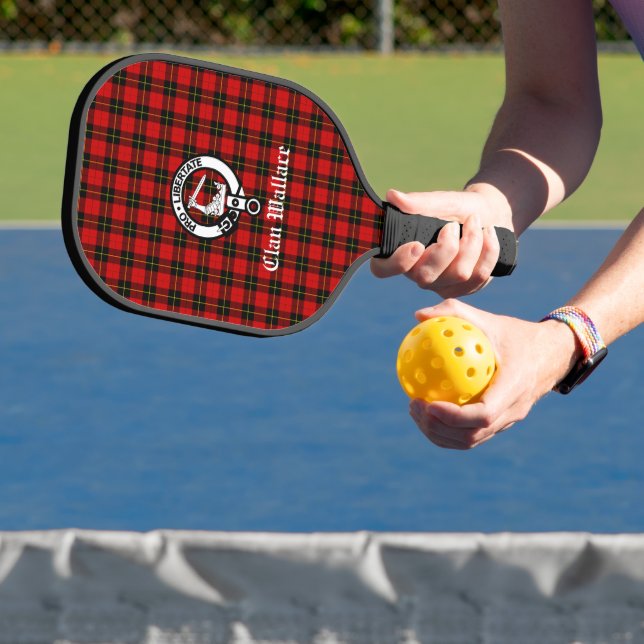 Clan Wallace Crest Badge and Tartan  Pickleball Paddle (Insitu)