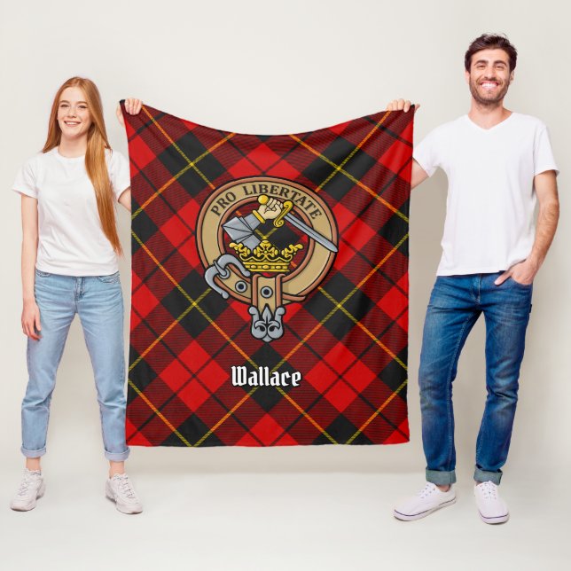 Clan Wallace Crest over artan Fleece Blanket (In Situ)