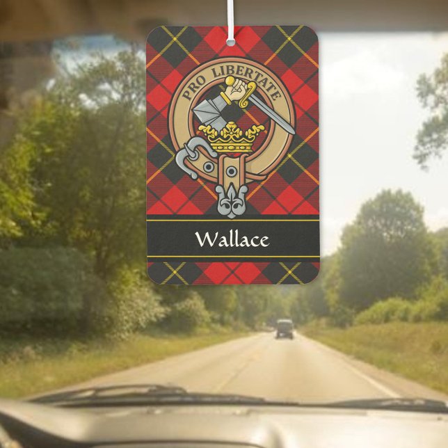 Clan Wallace Crest over Tartan Car Air Freshener (Creator Uploaded)
