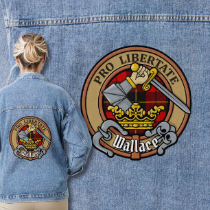 Clan Wallace Crest over Tartan Denim Jacket