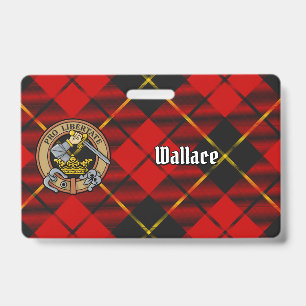 Clan Wallace Crest over Tartan ID Badge