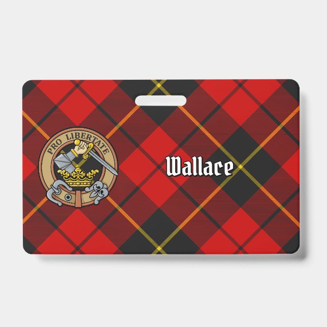 Clan Wallace Crest over Tartan ID Badge (Front)