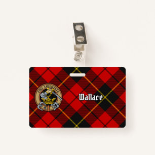 Clan Wallace Crest over Tartan ID Badge