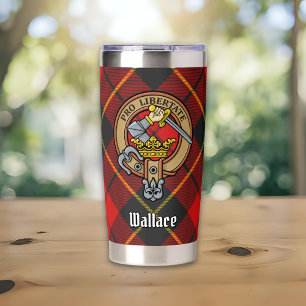Clan Wallace Crest over Tartan Insulated Tumbler