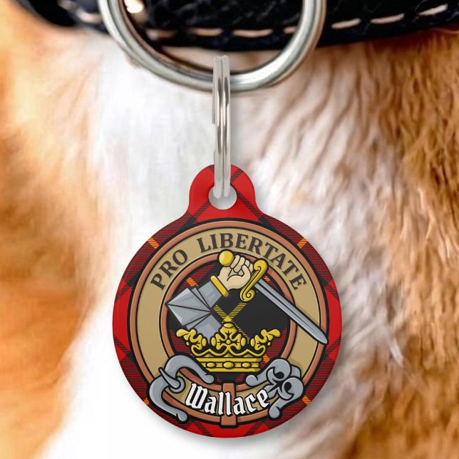 Clan Wallace Crest over Tartan Pet Tag (Creator Uploaded)