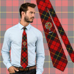 Clan Wallace Crest over Tartan Tie<br><div class="desc">Clan Wallace crest badge surrounded by a strap and buckle over tartan background. Custom text.</div>