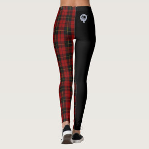 Clan Wallace Crest & Tartan / Black Leggings