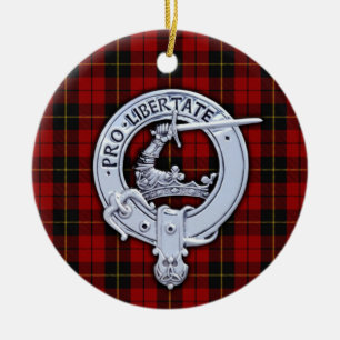 Clan Wallace Crest & Tartan Ceramic Tree Decoration