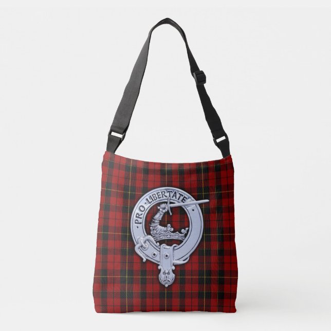Clan Wallace Crest & Tartan Crossbody Bag (Front)