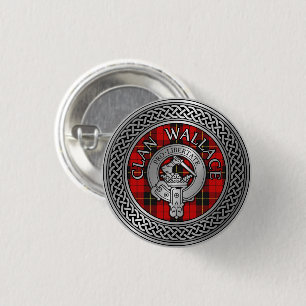 Clan Wallace Crest & Tartan Knot 3 Cm Round Badge