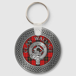 Clan Wallace Crest & Tartan Knot Key Ring