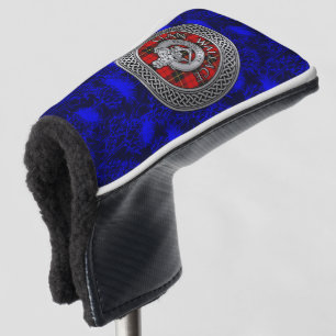 Clan Wallace Crest & Tartan Knot on Thistle  Golf Head Cover