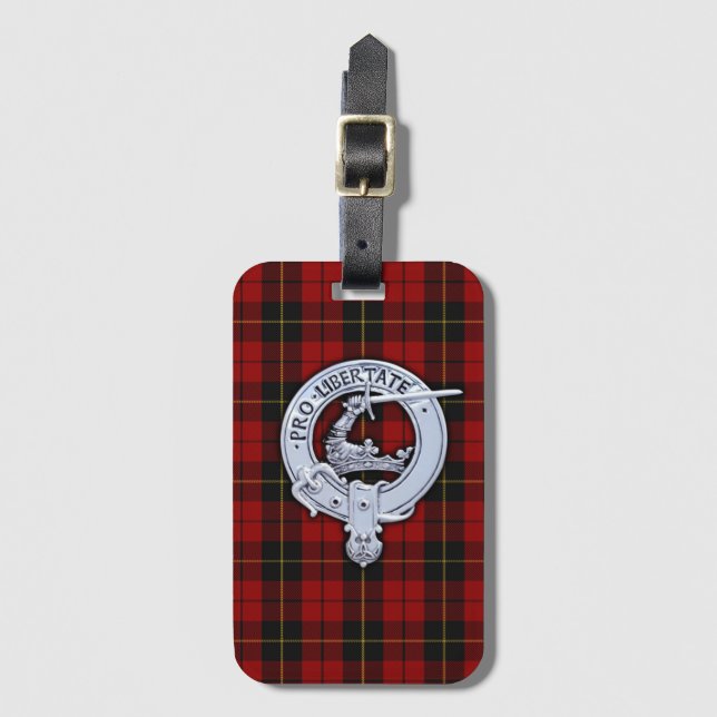 Clan Wallace Crest & Tartan Luggage Tag (Front Vertical)