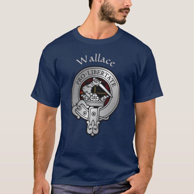 Clan Wallace Crest & Tartan T-Shirt (Front)