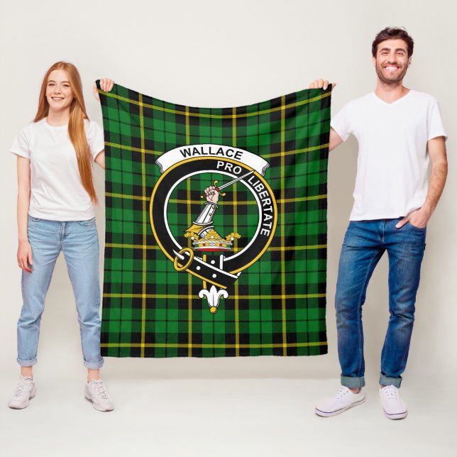 Clan Wallace Green Tartan Plaid Fleece Blanket (In Situ)