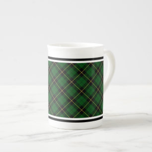 Clan Wallace Hunting Tartan Green and Black Plaid Bone China Mug