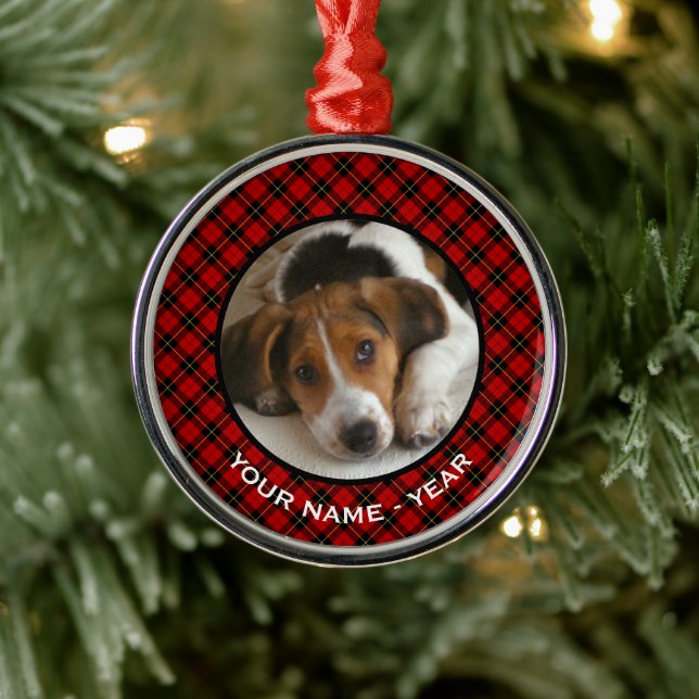 Clan Wallace Red Scottish Plaid Photo Metal Tree Decoration (Tree)