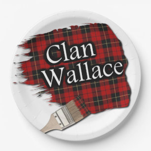 Clan Wallace Scottish Tartan Paint Brush Paper Plate
