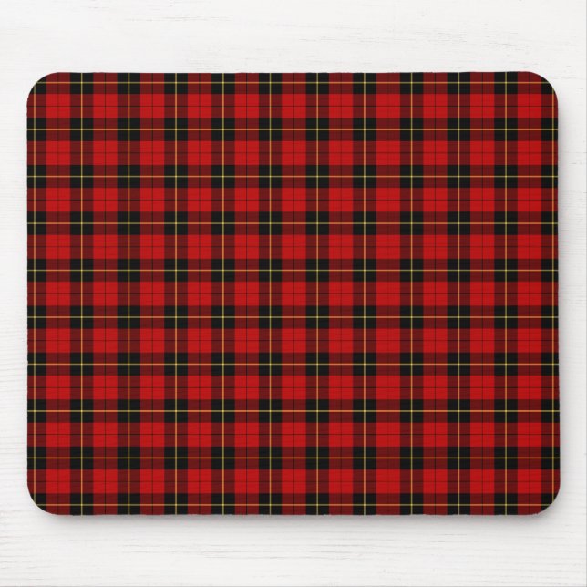 Clan Wallace Tartan Classic Red Scottish Plaid Mouse Mat (Front)