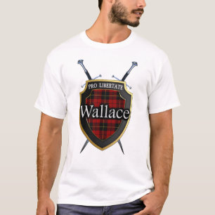 Clan Wallace Tartan Plaid Scottish Shield & Swords T-Shirt