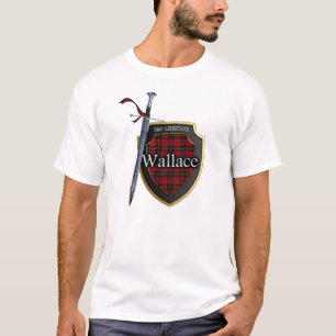 Clan Wallace Tartan Scottish Shield & Sword T-Shirt