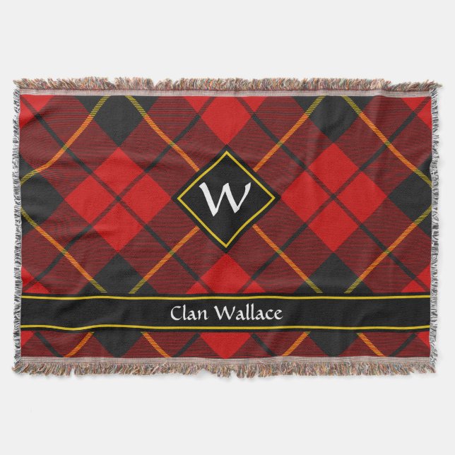 Clan Wallace Tartan Throw Blanket (Front)