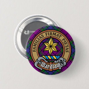 Clan Wardlaw Crest over Tartan 6 Cm Round Badge
