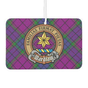 Clan Wardlaw Crest over Tartan Car Air Freshener